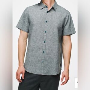 PrAna Mens Lindores Shirt, Short Sleeve Button Down:  Size L